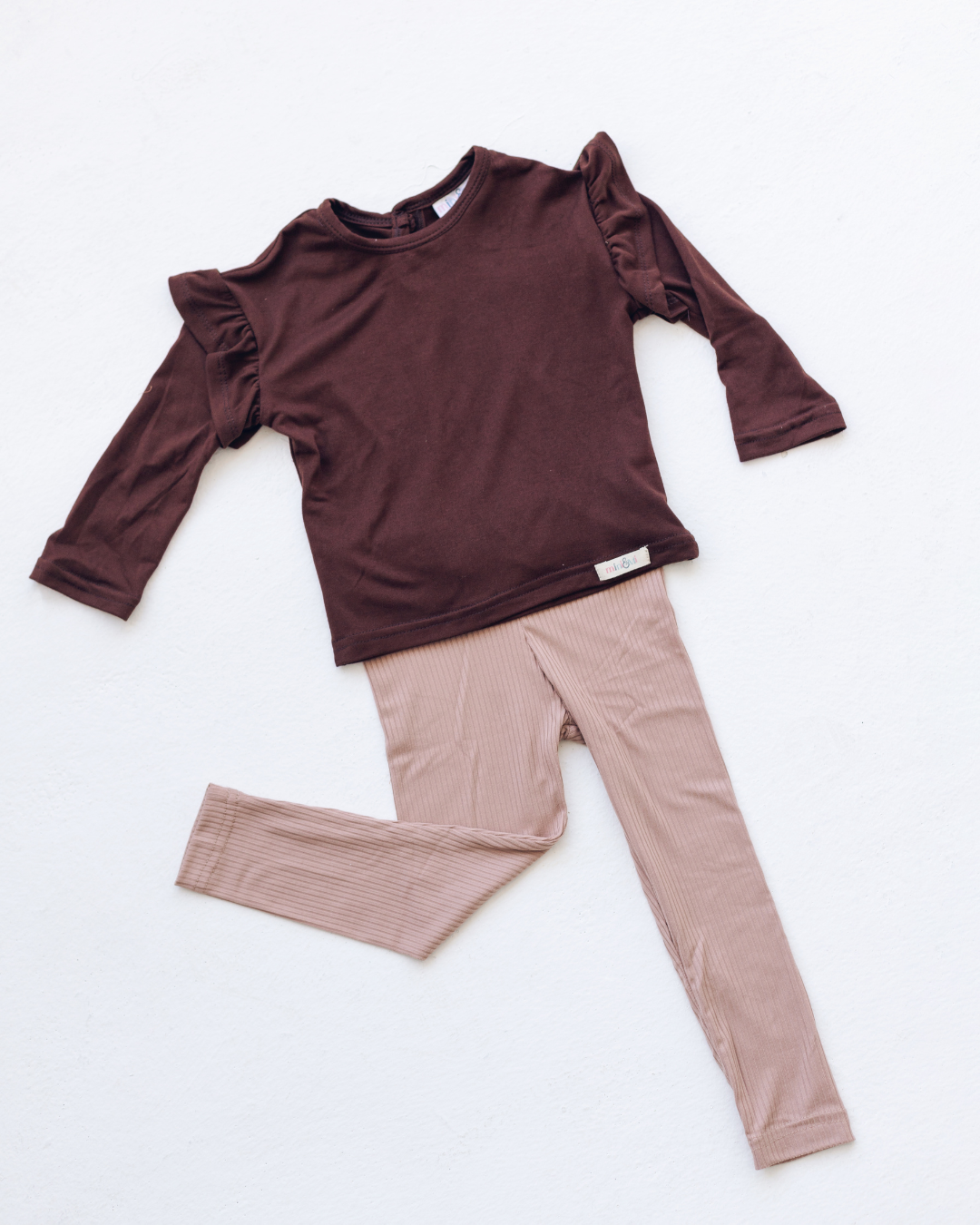 Girls' Legging & Top Set - Brown/Blush