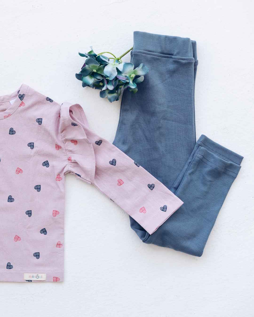 Girls' Legging & Top Set - Pink/Blue - Image 2