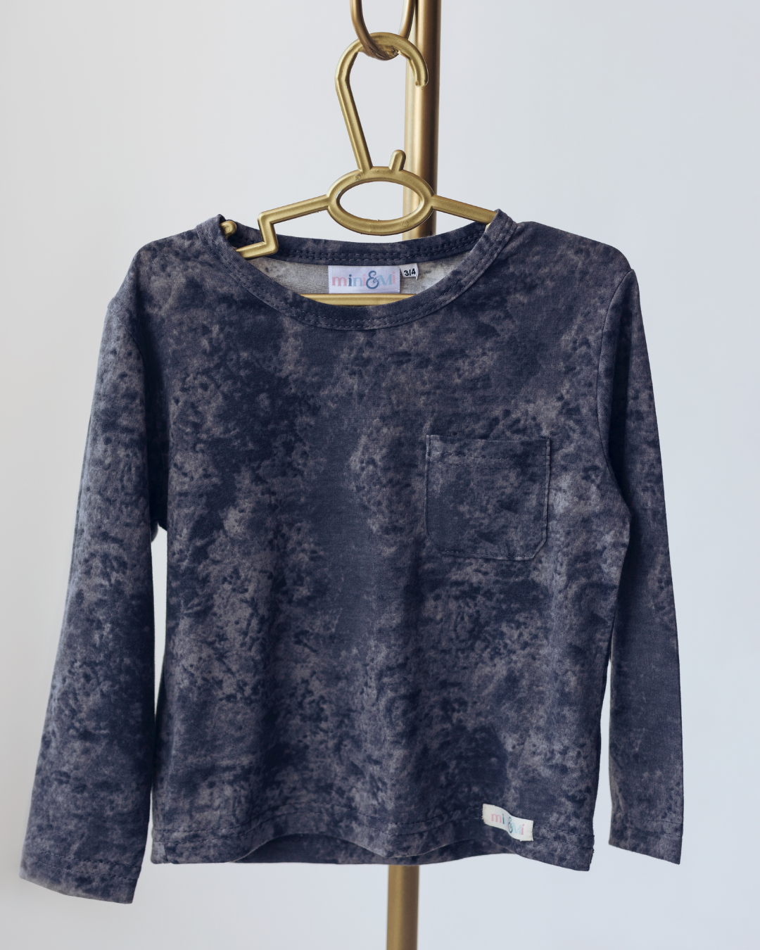 Long Sleeved Grey Tie Dye Tee