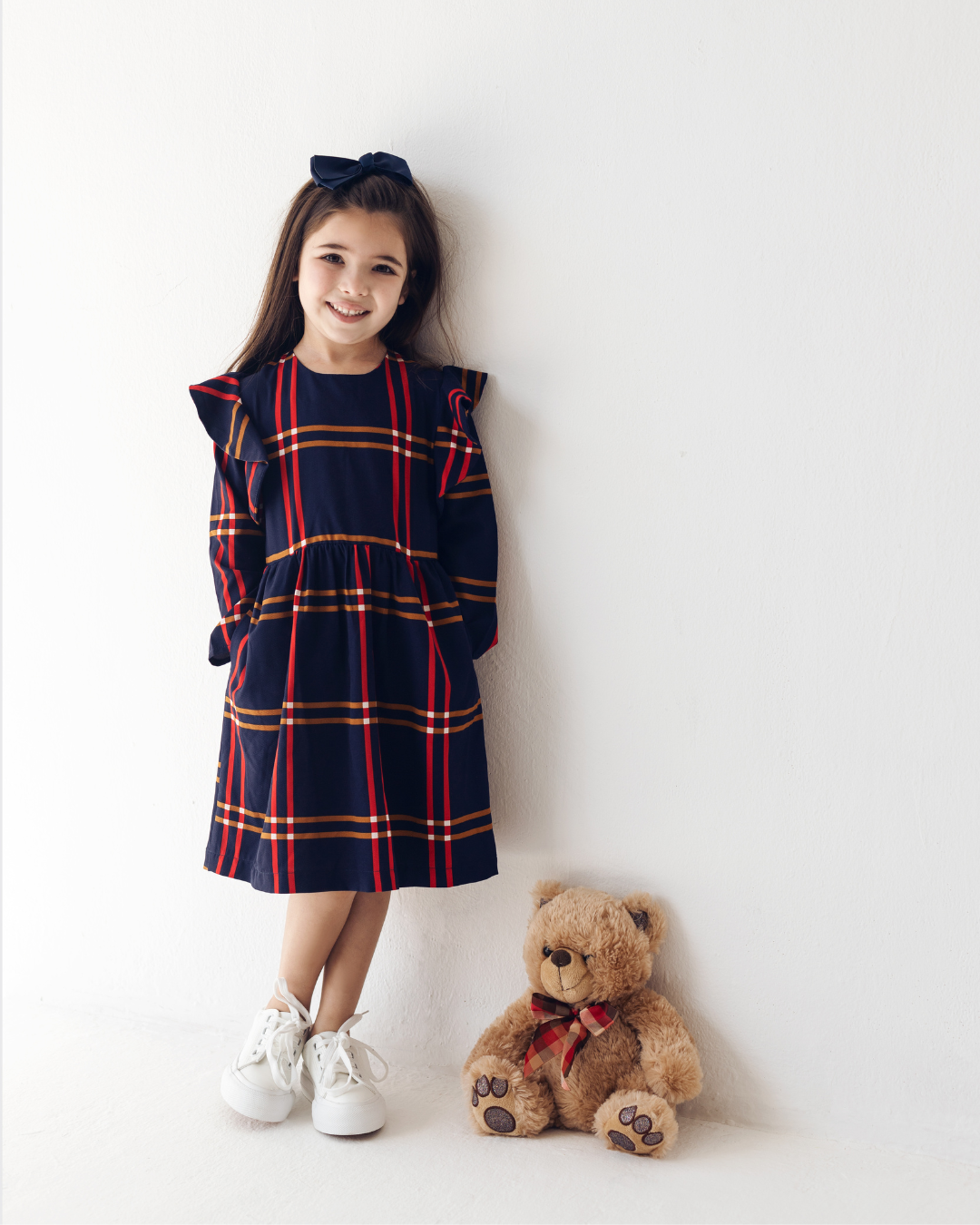 Girls' Checkered Ruffle Dress